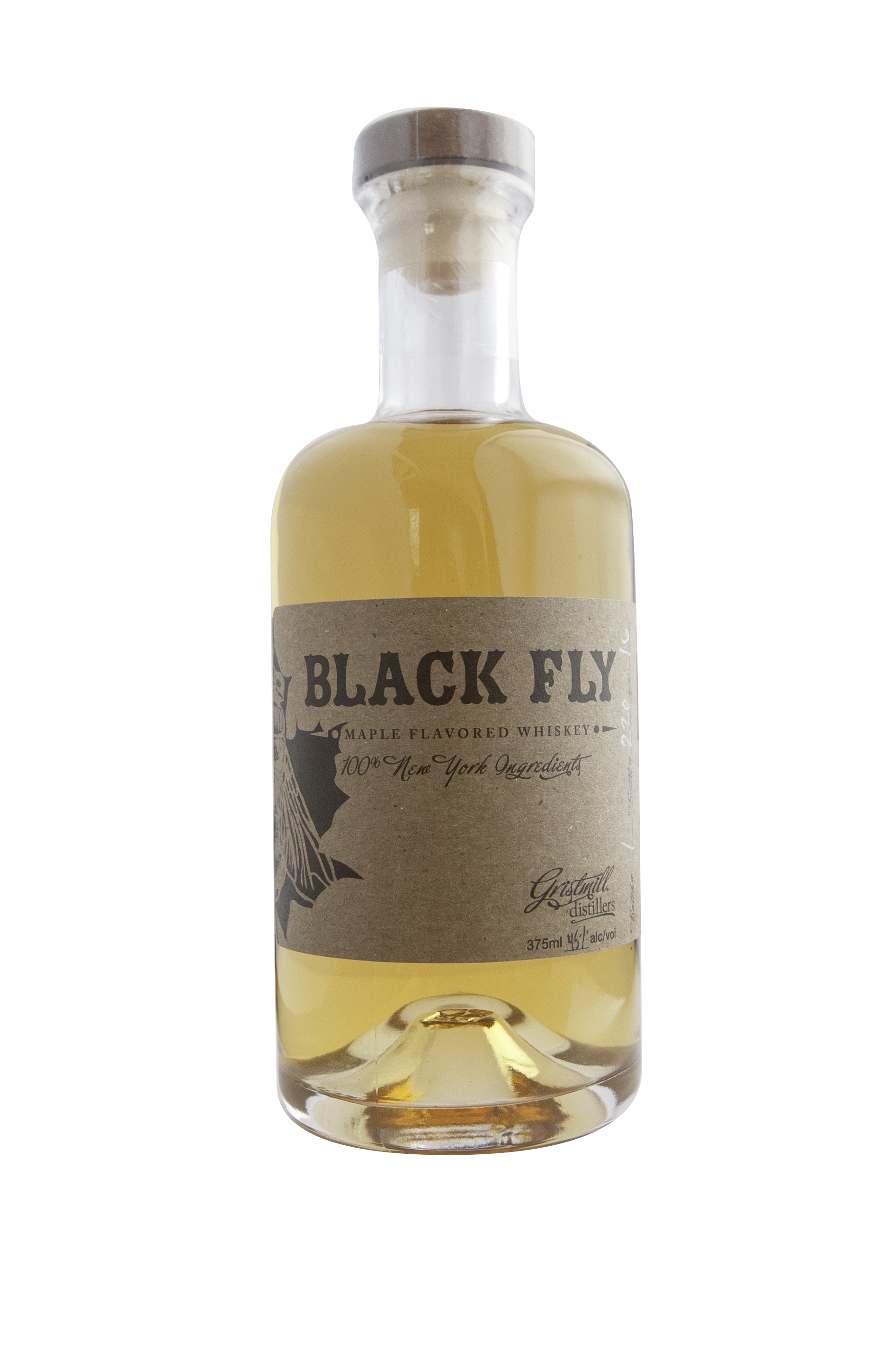 Bottle of Black Fly Maple Flavored Whiskey